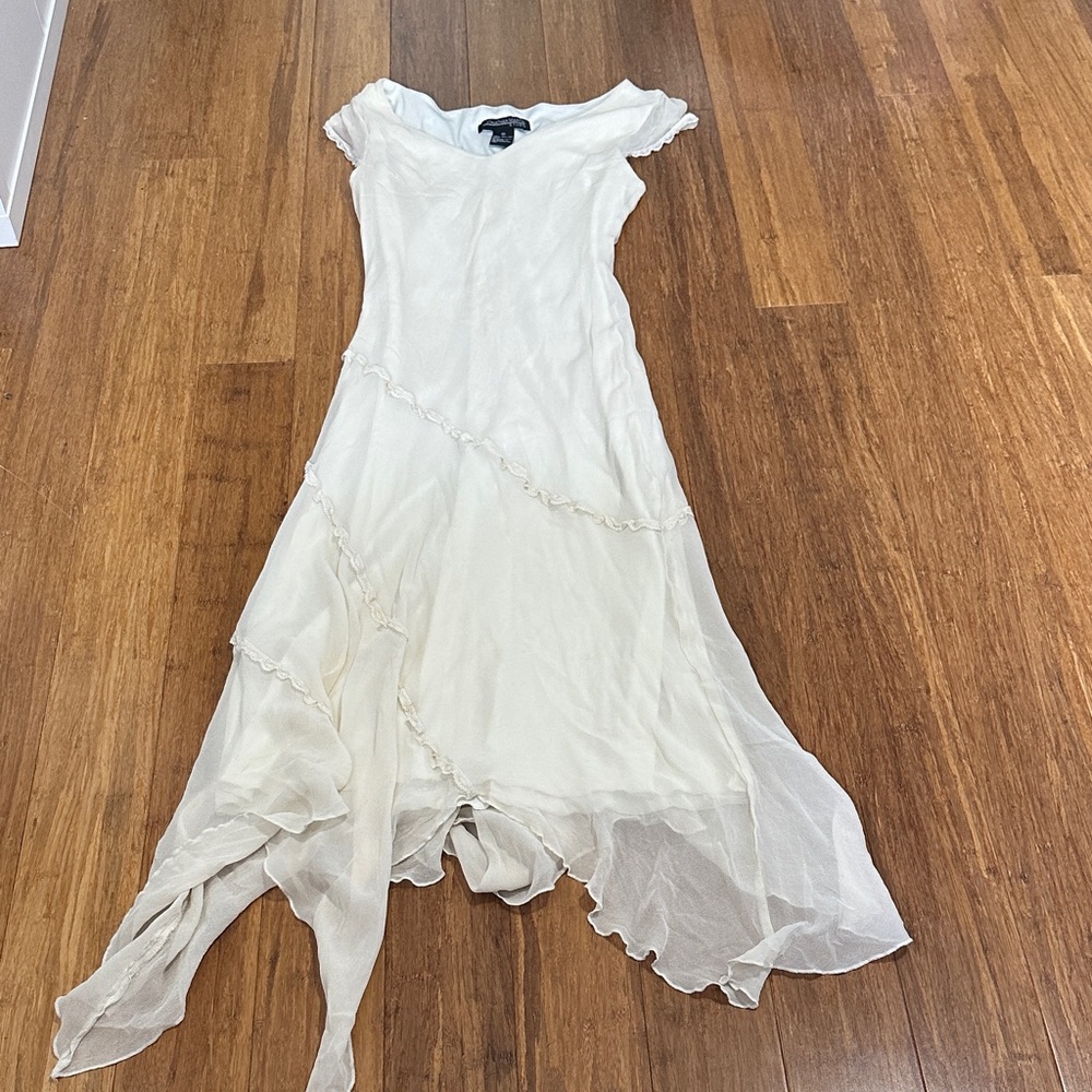 Jonathan Martin Elegant Cream / White  Asymmetrical Dress